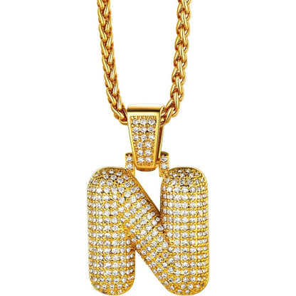 Richsteel Shiny Bubble Letter 18K Gold Plated Necklace