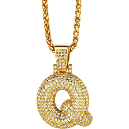 Richsteel Shiny Bubble Letter 18K Gold Plated Necklace