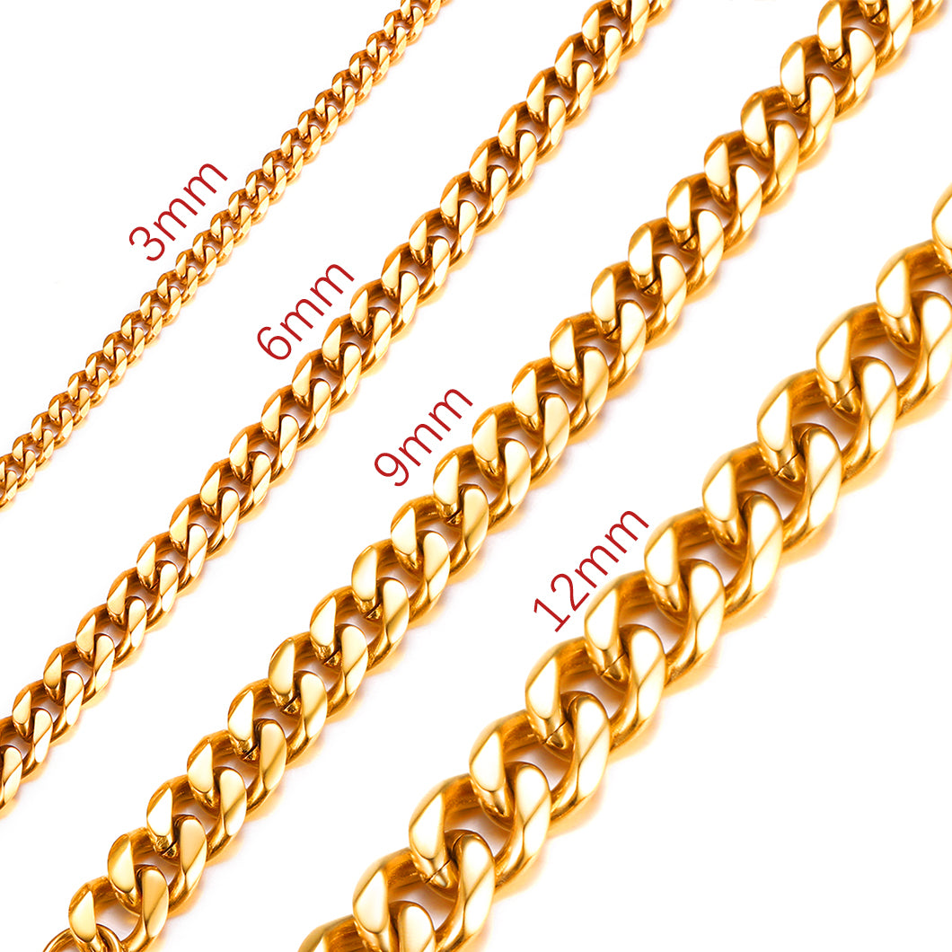 Richsteel Cuban Link Chain Necklace 3/6 mm width