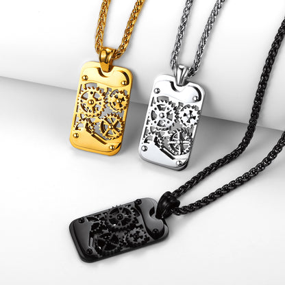 Richsteel  steampunk Dog Tags Pendant Necklace