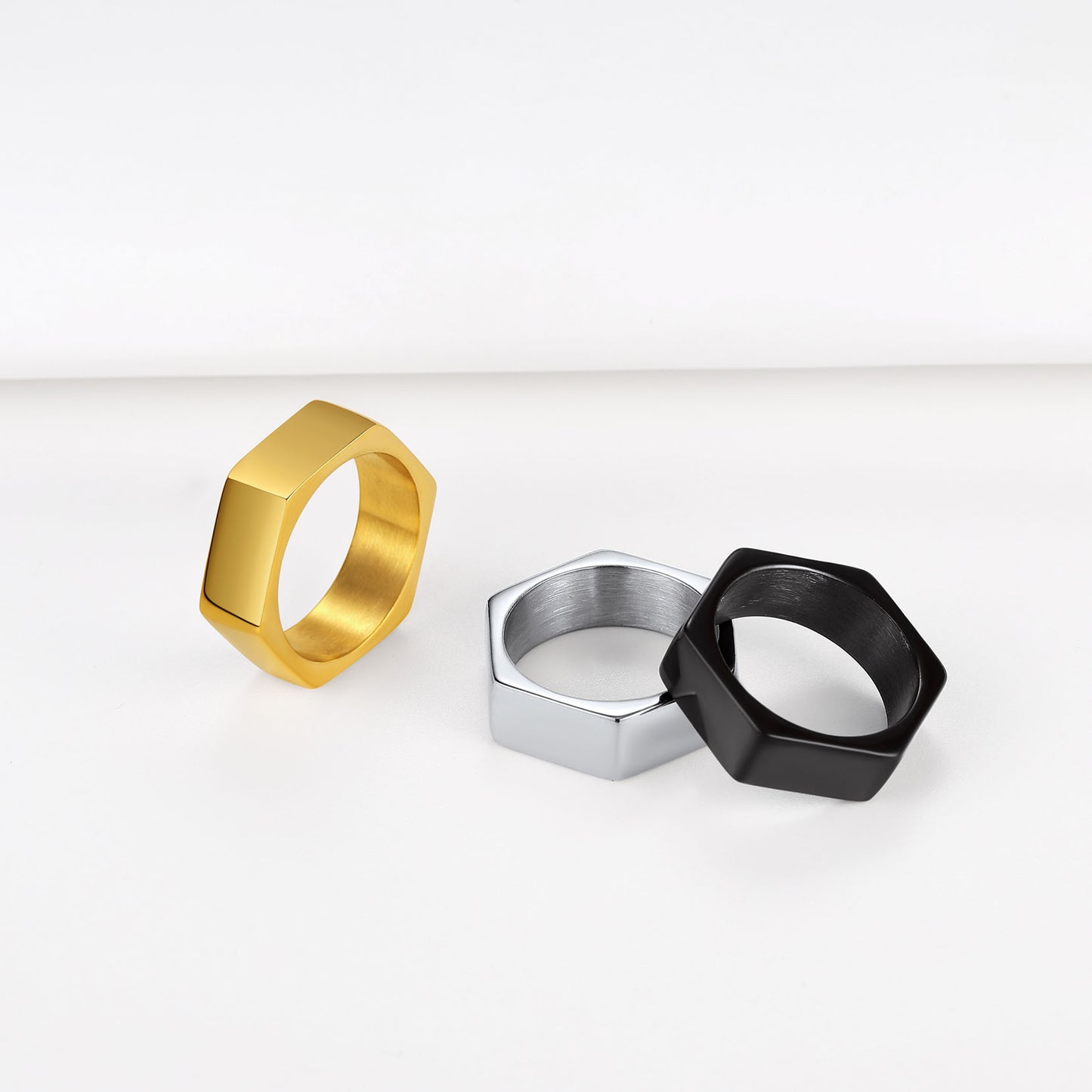 Richsteel Hexagon Geometric Ring