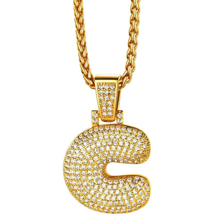 Richsteel Shiny Bubble Letter 18K Gold Plated Necklace