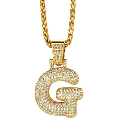 Richsteel Shiny Bubble Letter 18K Gold Plated Necklace