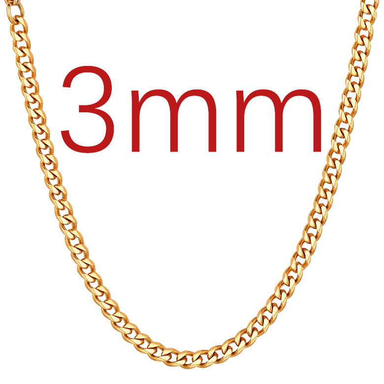 Richsteel Cuban Link Chain Necklace 3/6 mm width