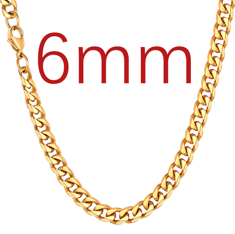 Richsteel Cuban Link Chain Necklace 3/6 mm width