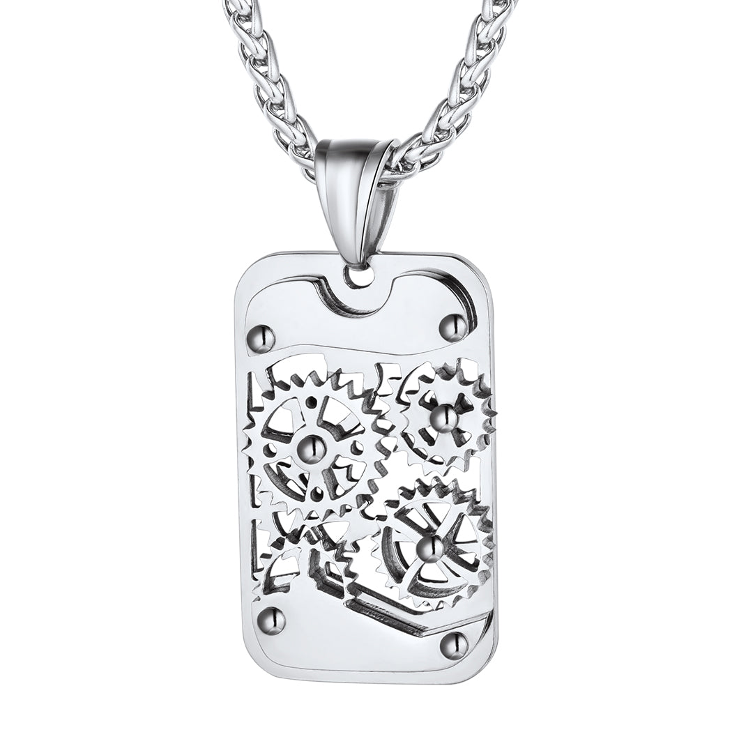 Richsteel  steampunk Dog Tags Pendant Necklace